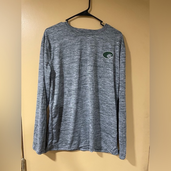 🎈3/$20 Costa Men's Heather Gray Long Sleeve Tee with Green Logo - Picture 6 of 6